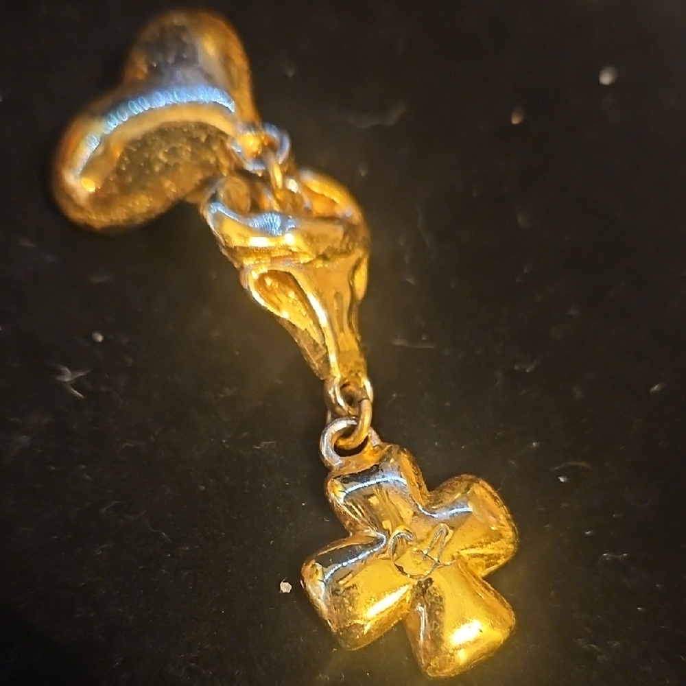 Christian LaCroix Gold Dangling Heart Earring - Picture 5 of 5